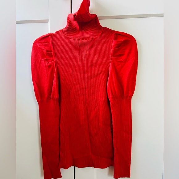 NEW Anthropologie Turtleneck Cecilia Puff-Sleeved Sweater Size S Red - Picture 2 of 6
